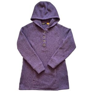 Cabela's Purple Hooded Sz Small Sweater with Button Detail and Kangaroo Pocket